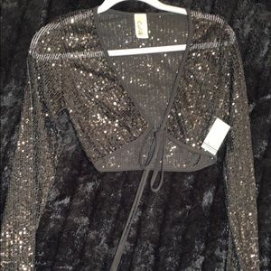 black sequin crop top